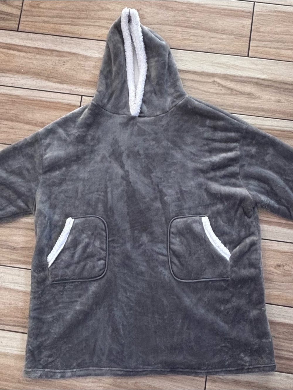 Cozy Oversized Hooded Blanket Pullover Sweater - Gray